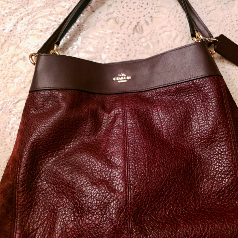 Coach oxblood mixed leathers Lexy